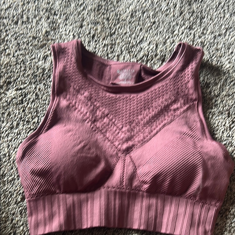 Athleta Textured Burgundy Sports Bra Top Size Small